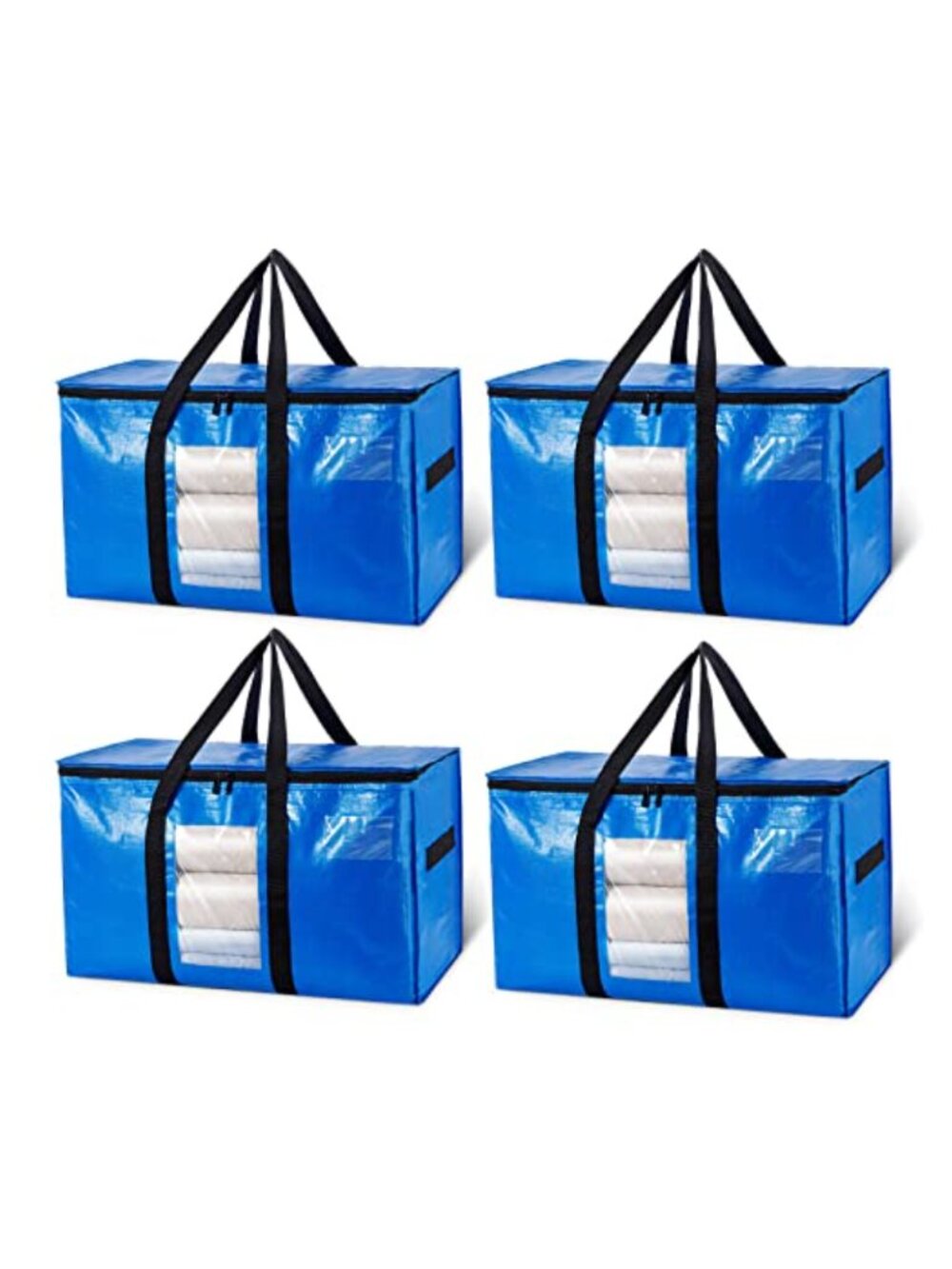 Extra Large Moving Bags 4 Pack PE Woven Storage Totes with Visible Window